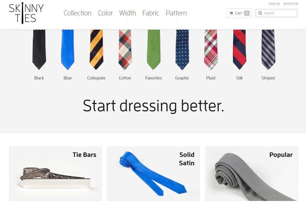 skinny ties optimized design