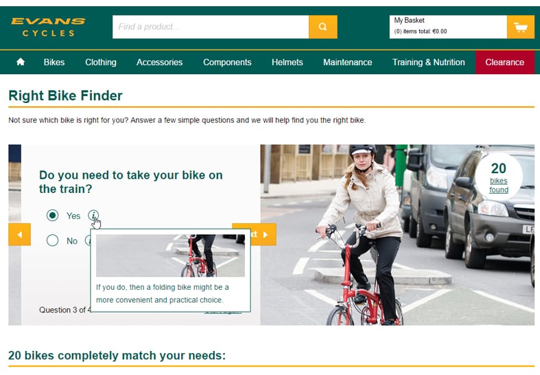 Evans Cycles Right Bike FInder