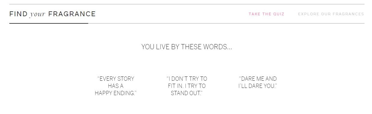 Victoria Secret scent finder question example 2