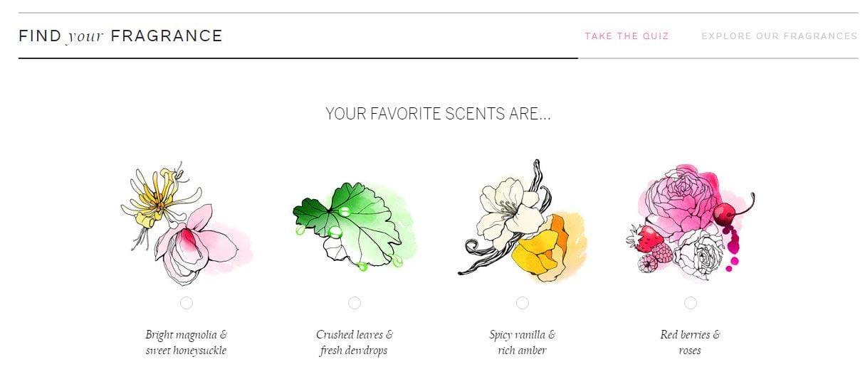 Victoria Secret scent finder question example