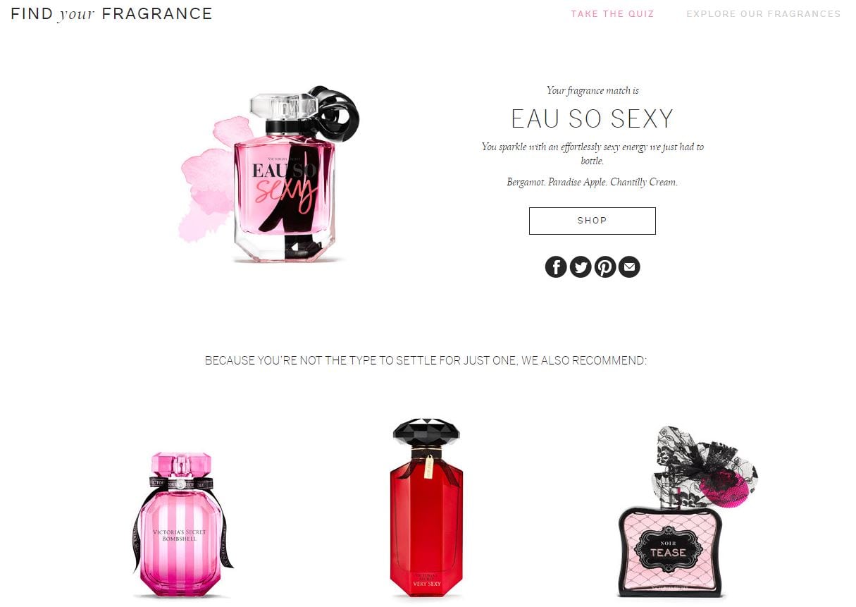 Victoria Secret scent finder final result