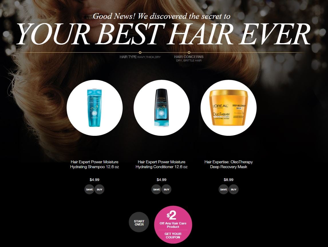 L'oreal hair consultation tool final result