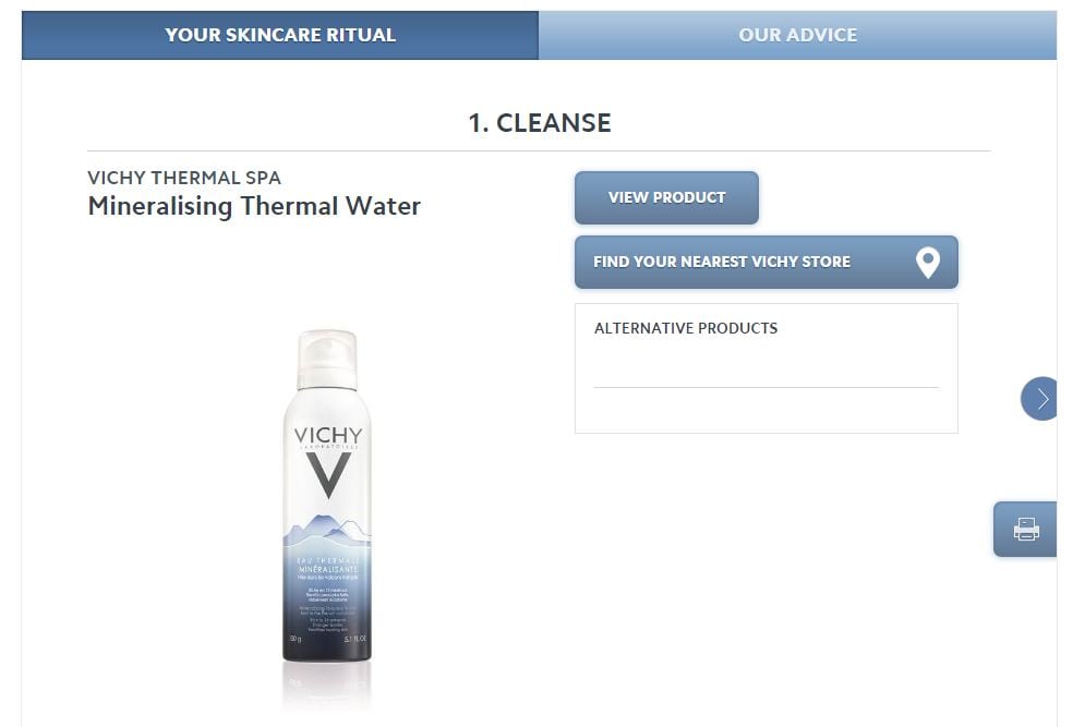 Vichy skin care advisor final suggestion