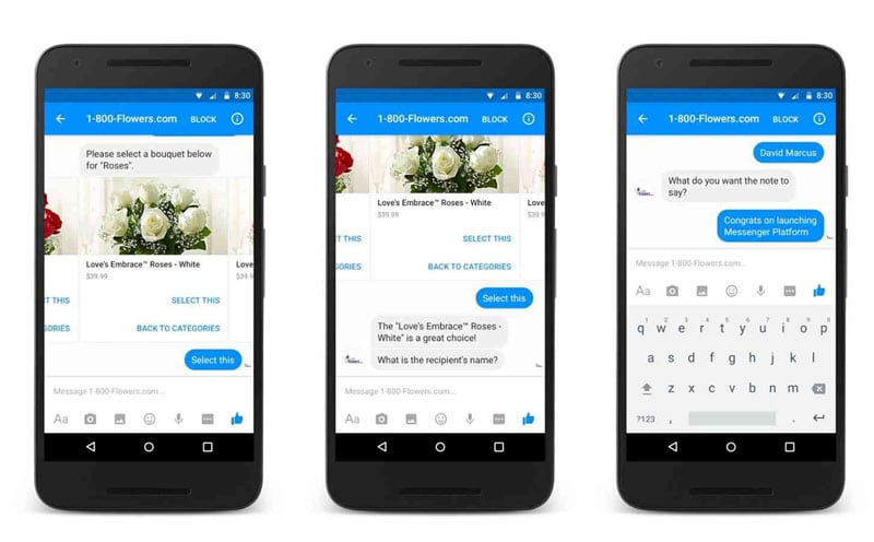 1-800-flowers collaboration with facebook messenger