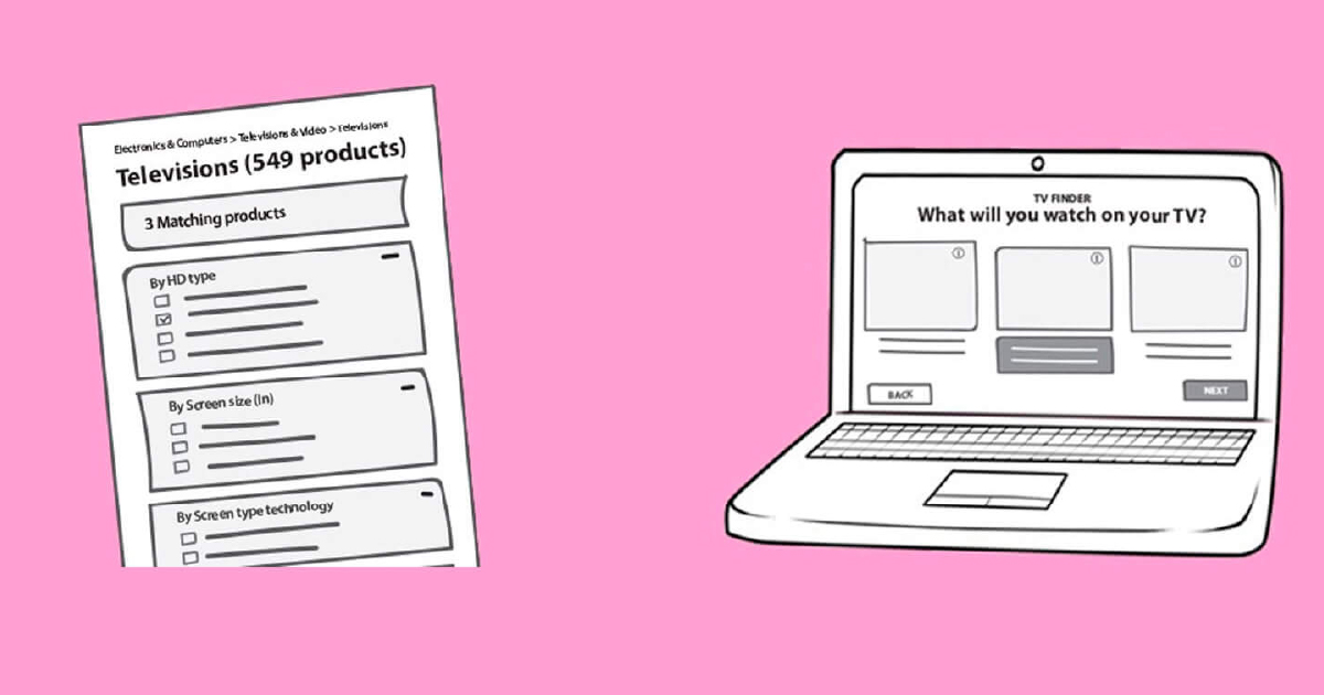 guided selling vs faceted search