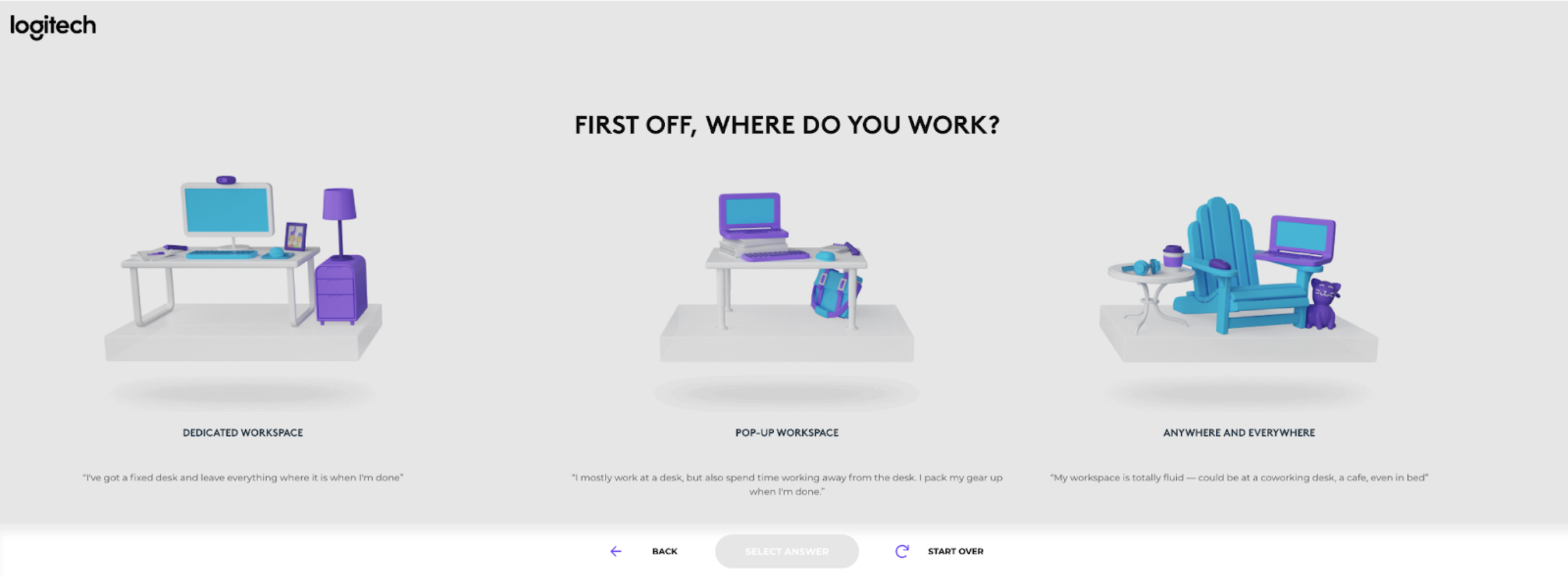 Logitech where do you work screen