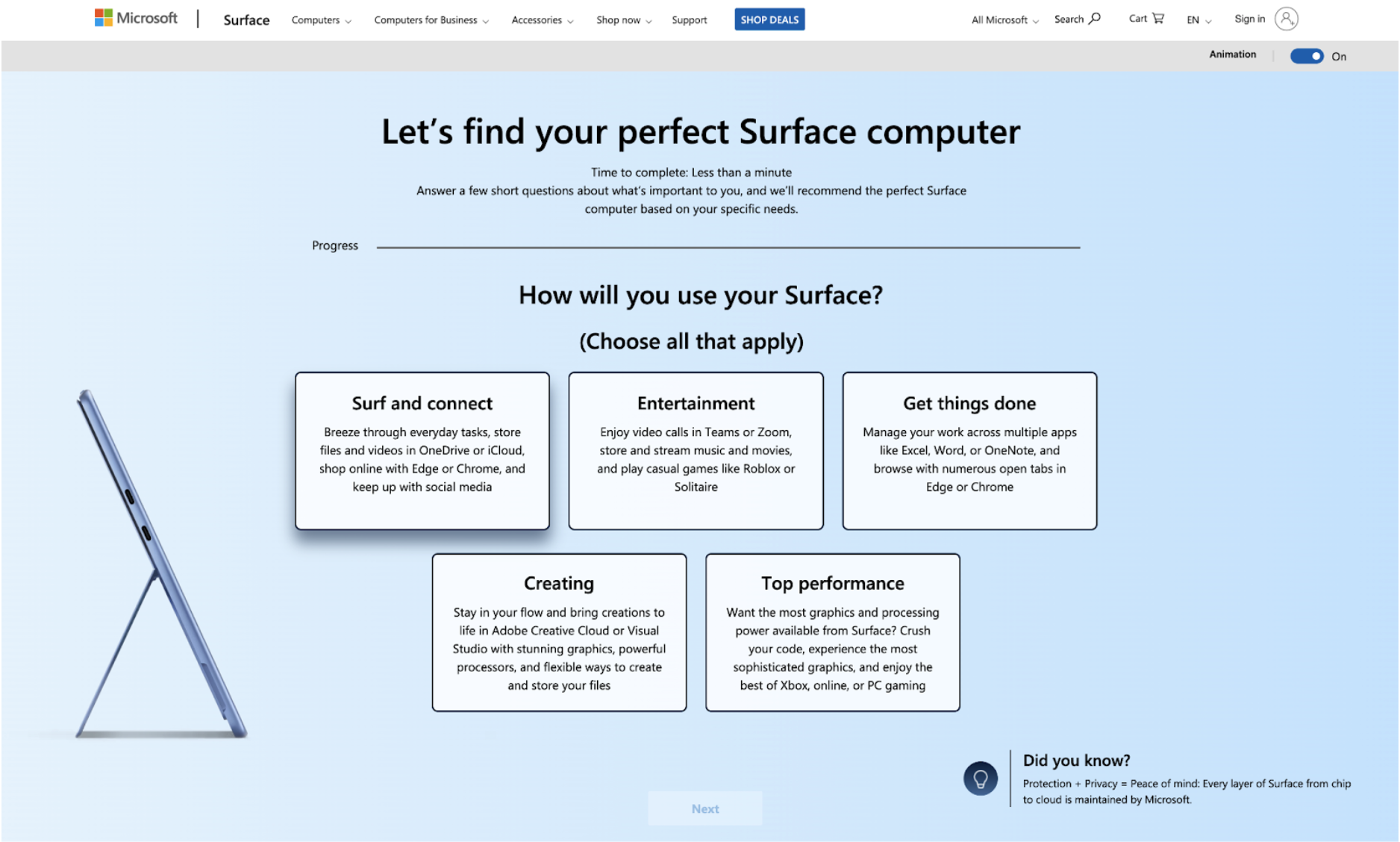 Surface computer finder