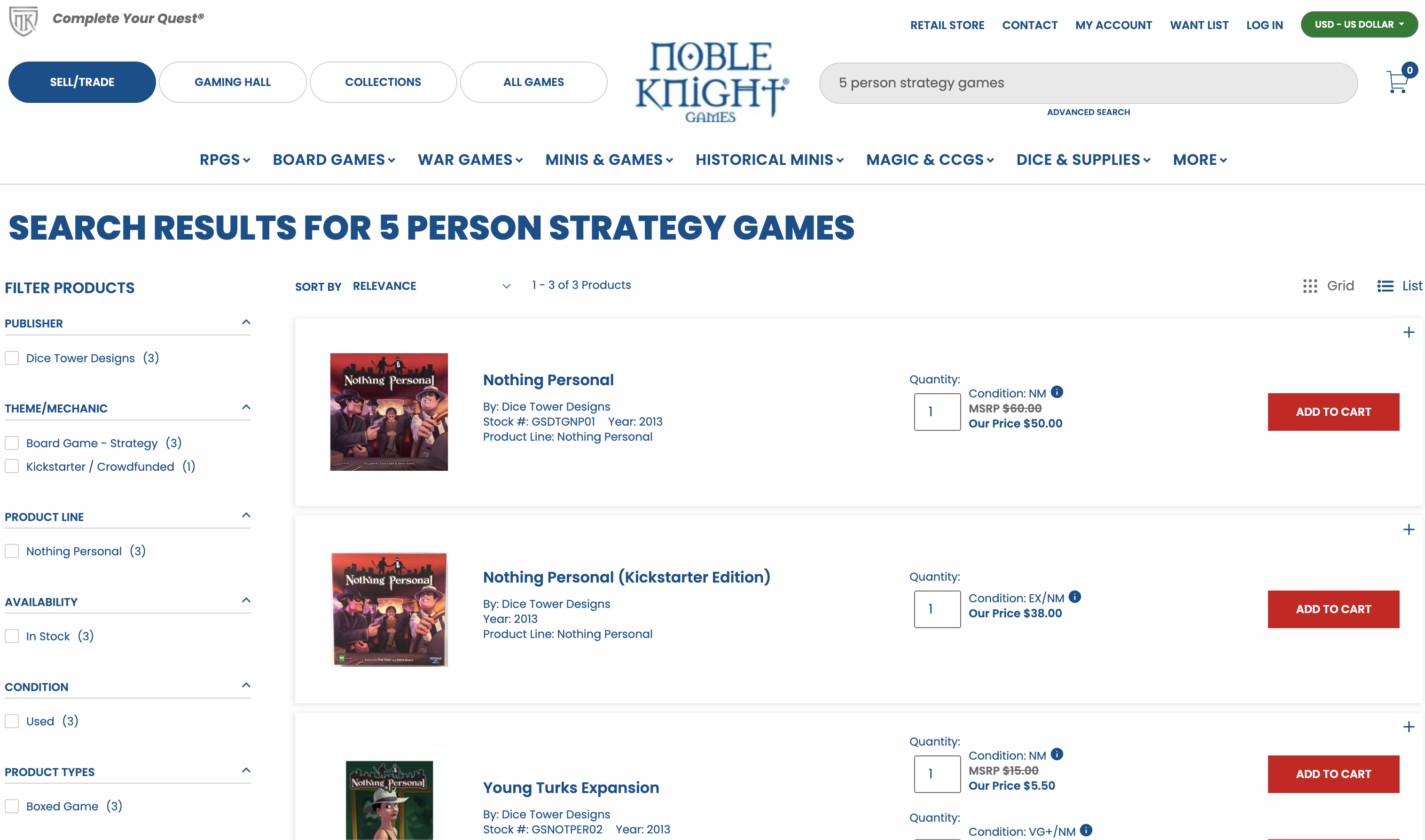 noble knights search example