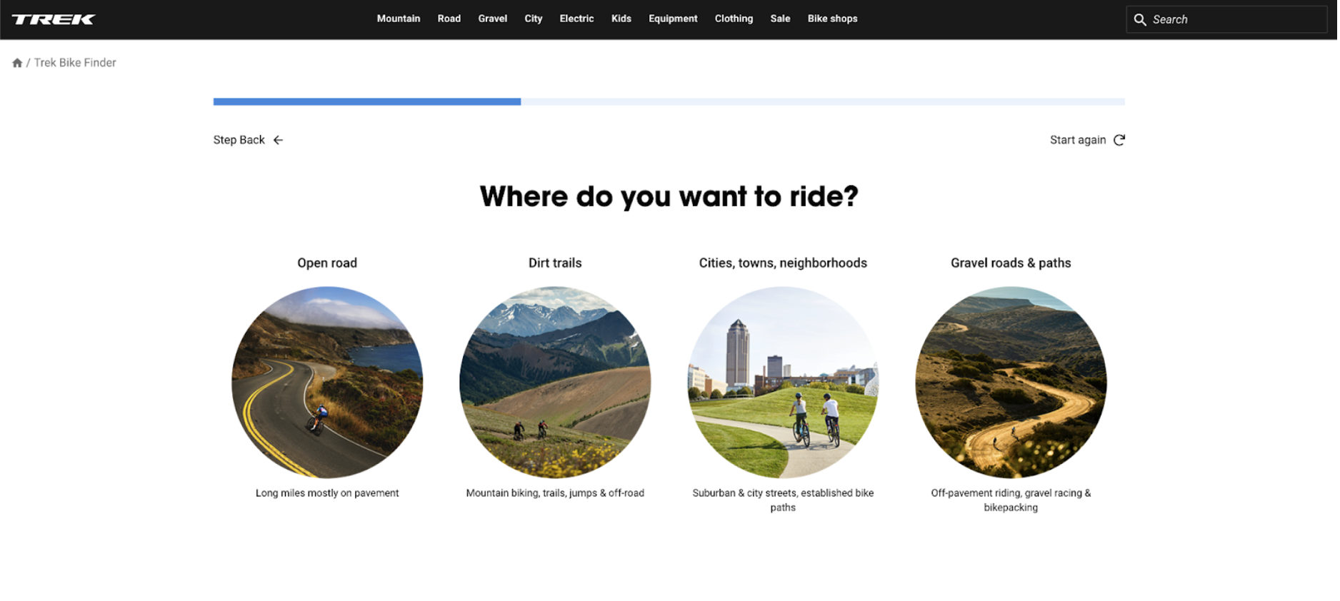 Trek where do you want to ride screen