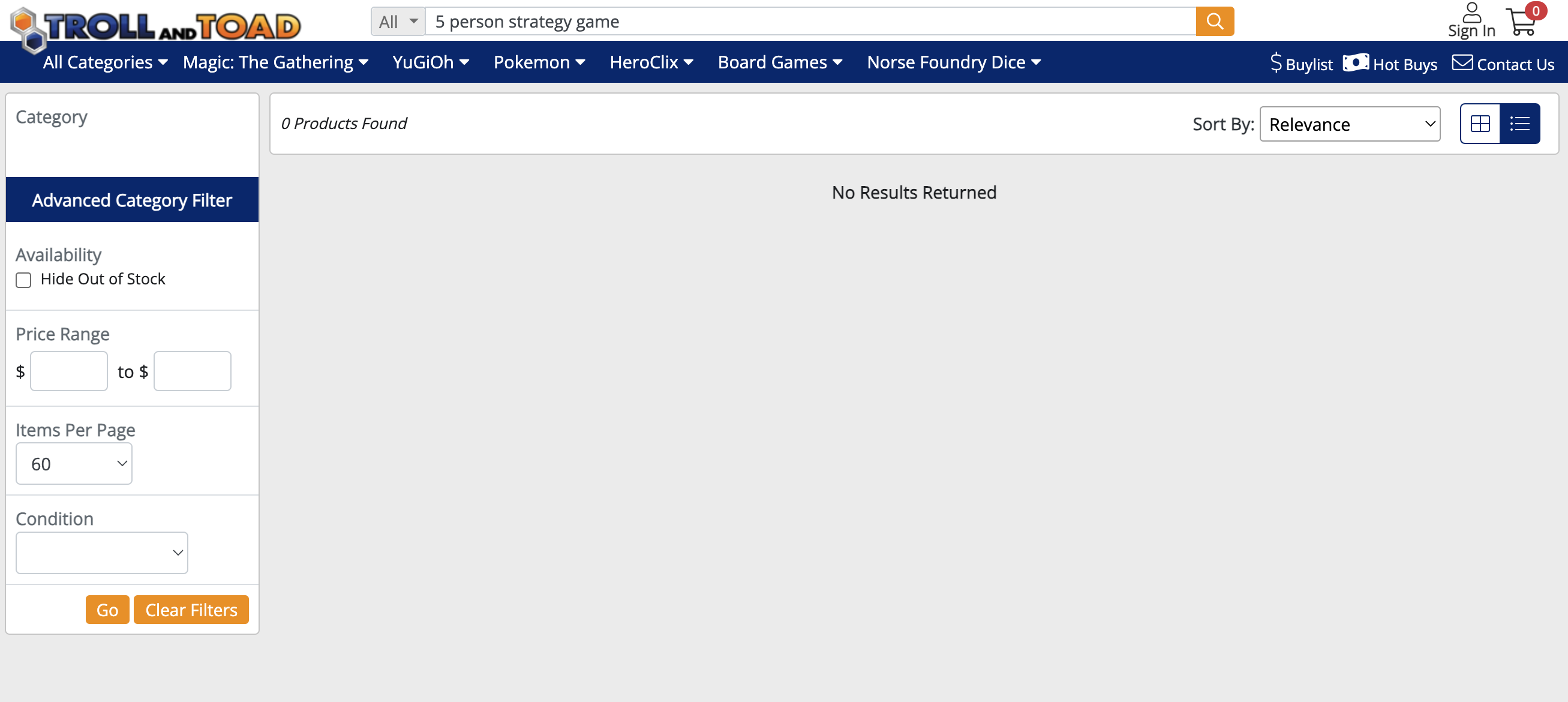 Troll and Toad search example