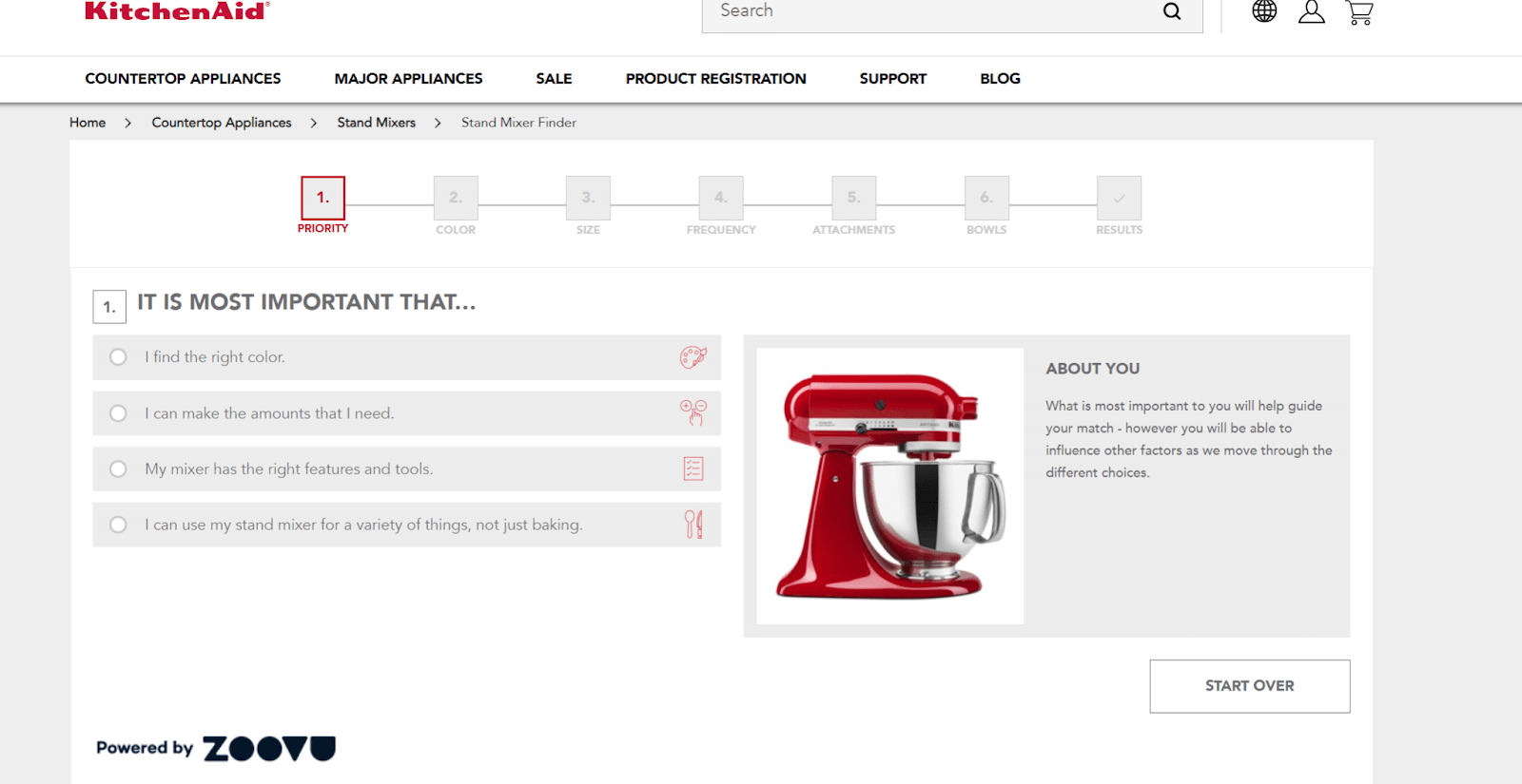 KitchenAid configurator
