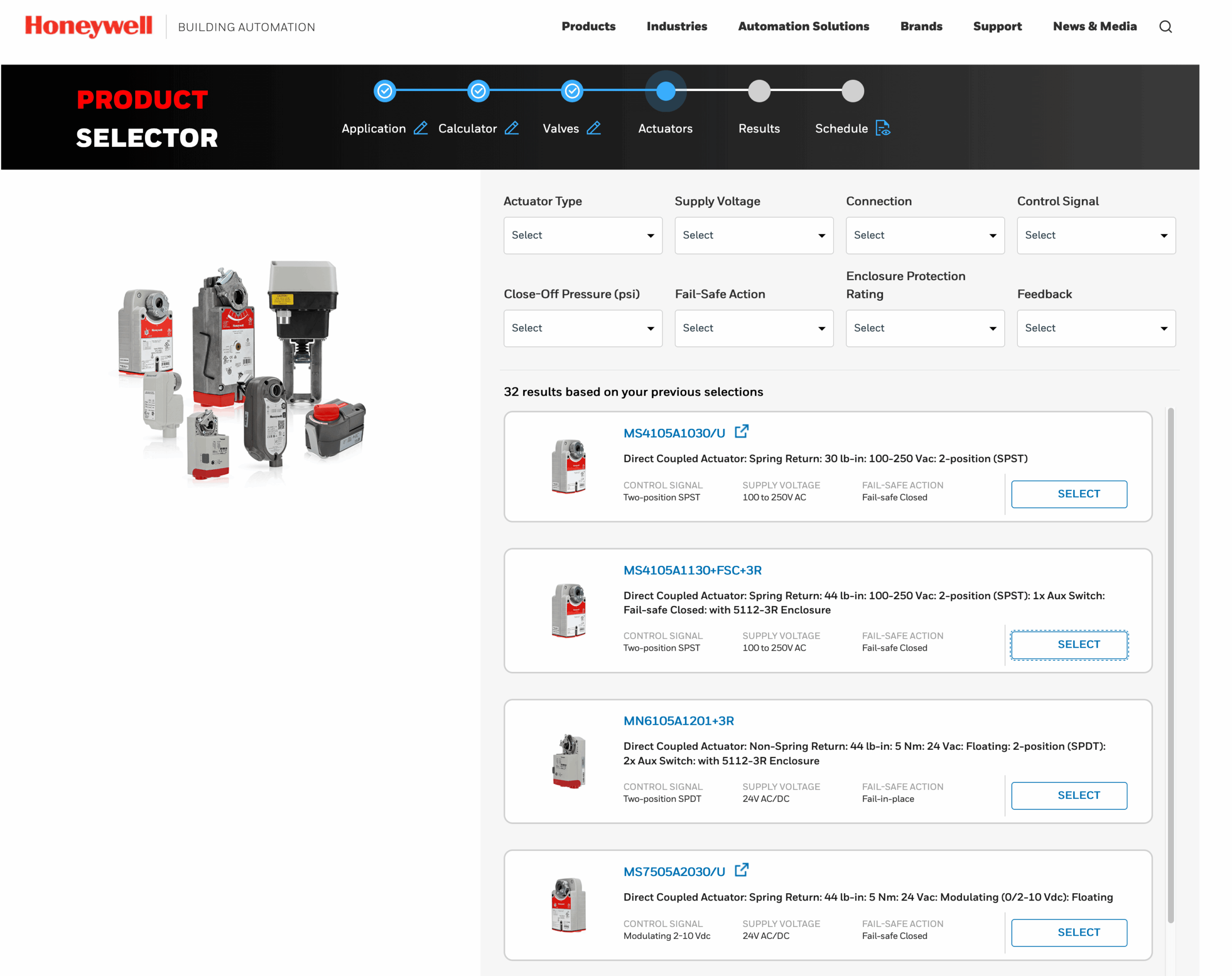 Honeywell product selector
