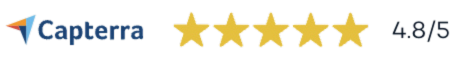 Capterra logo and star rating 4.8/5